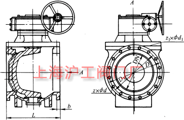 球式防腐偏心旋塞閥主要外形及結(jié)構(gòu)尺寸示意圖